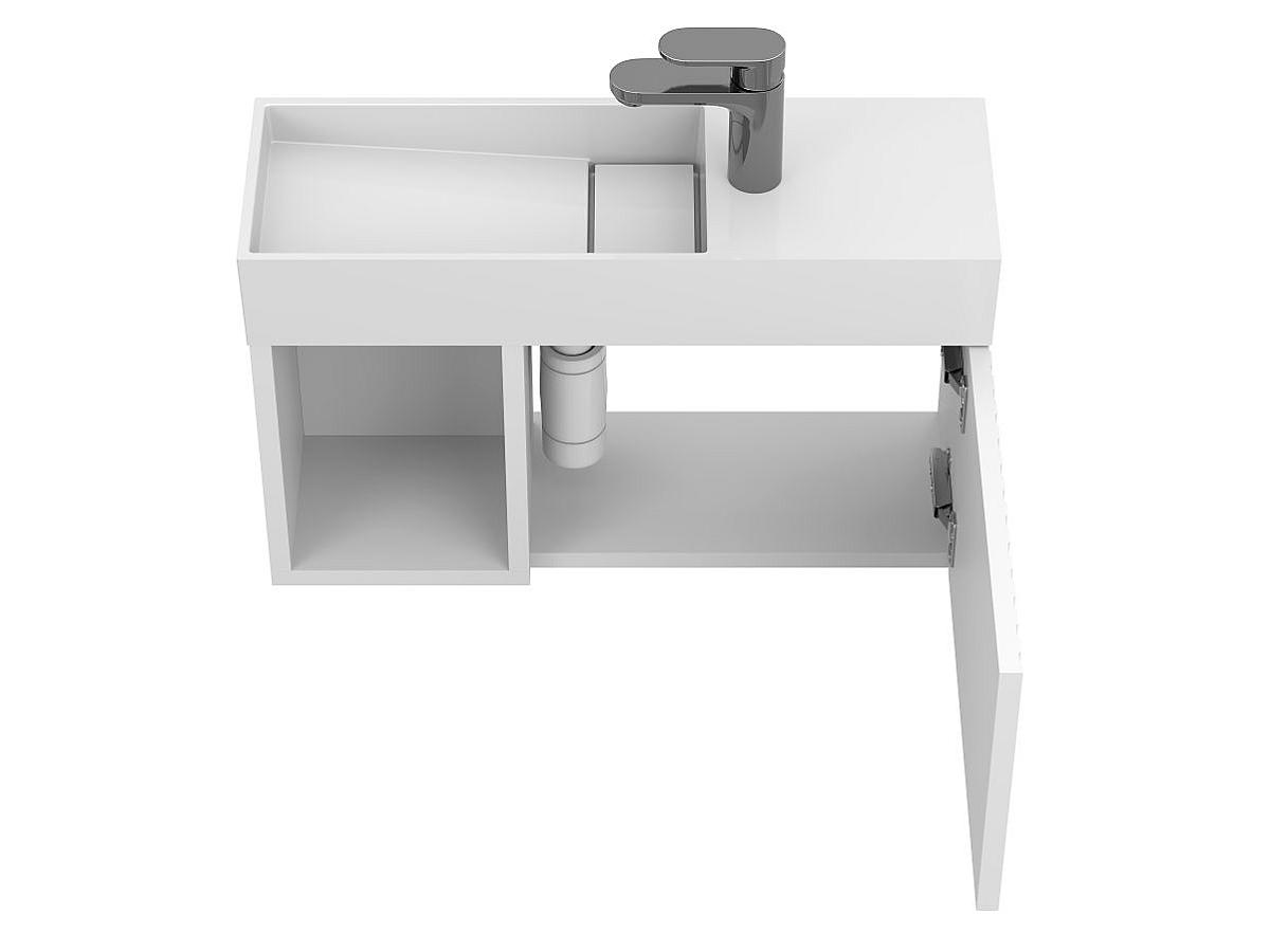 Szafką wisząca AURA Biała soft-touch z umywalka TONI 650