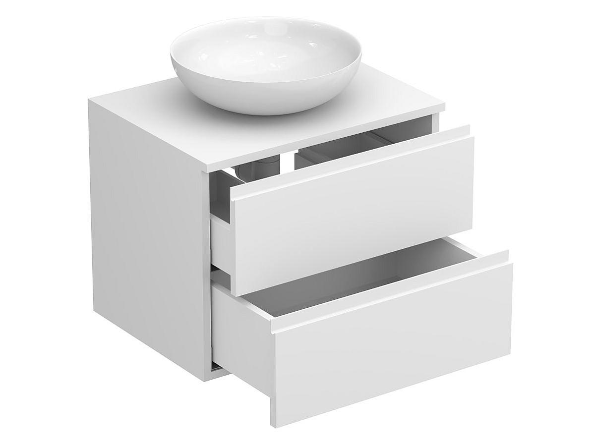 Szafką wisząca MONO 600 Biała soft-touch z umywalka TOBI