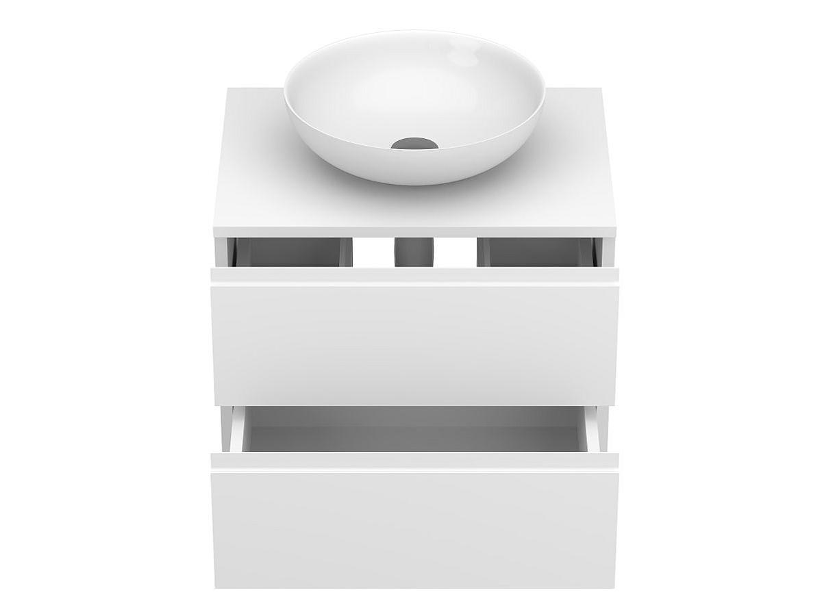 Szafką wisząca MONO 600 Biała soft-touch z umywalka TOBI