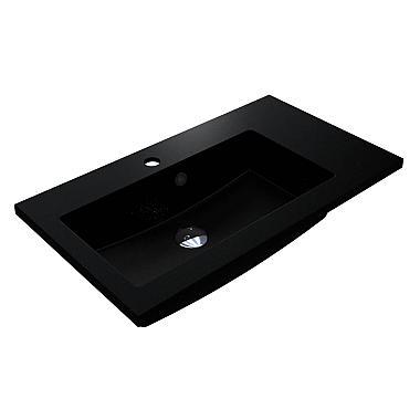 Umywalka BARCELONA 700 L MIRASTONE CZARNA Z BROKATEM