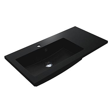 Umywalka BARCELONA 800 L MIRASTONE CZARNA Z BROKATEM